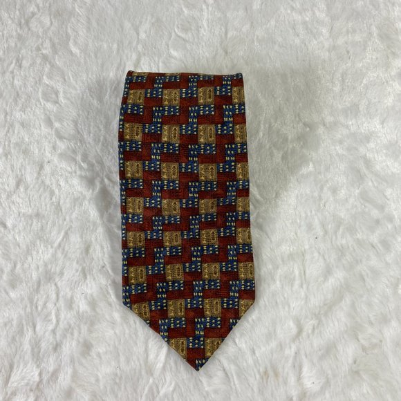 Vintage Ferrell Reed for Nordstrom Geometric Square Print Silk Made in America - Picture 3 of 6